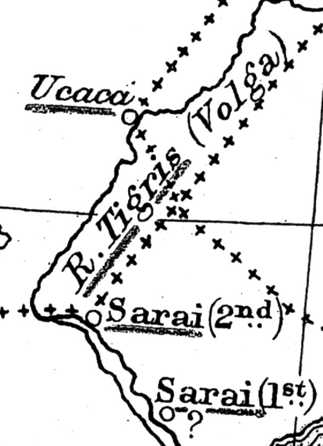 a fragment of Marco Polo’s map with Volga named Tigris