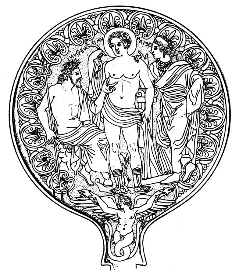 Ancient Etruscan bronze mirror