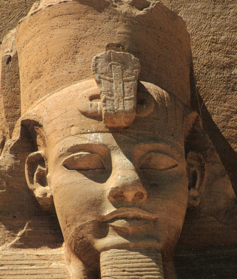 the headdress of the statue from Abu-Simbel